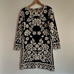 INC International Concepts Black and Cream Floral Dress